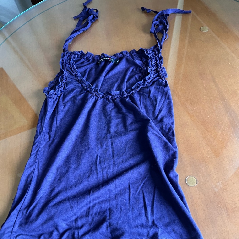 Purple Sleeveless Top with Ruffle Details